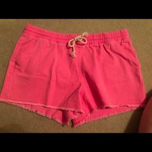 Hot pink drawstring shorts